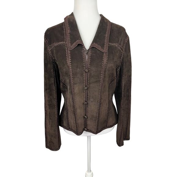 Cache Leather & Crochet Jacket - Picture 1 of 7